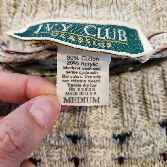 Vintage 90s Ivy Club Classics Medium Sweater Fisherman Core Grandpa Knit Sweater - Picture 6 of 6